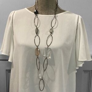 Beads and large oval Chain Necklace